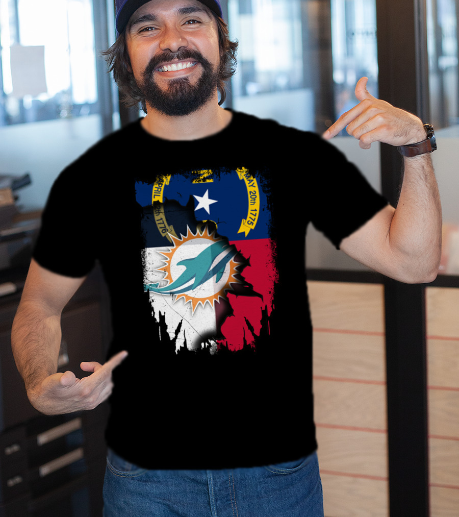 North Carolina Flag Dolphins Miami Connection T-Shirt