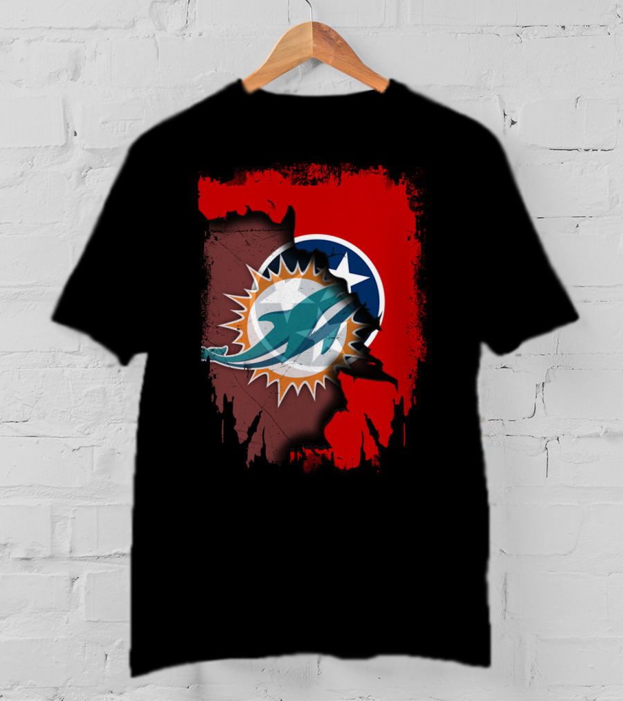 Miami Dolphins And Tennessee State Unity Fusion T-Shirt