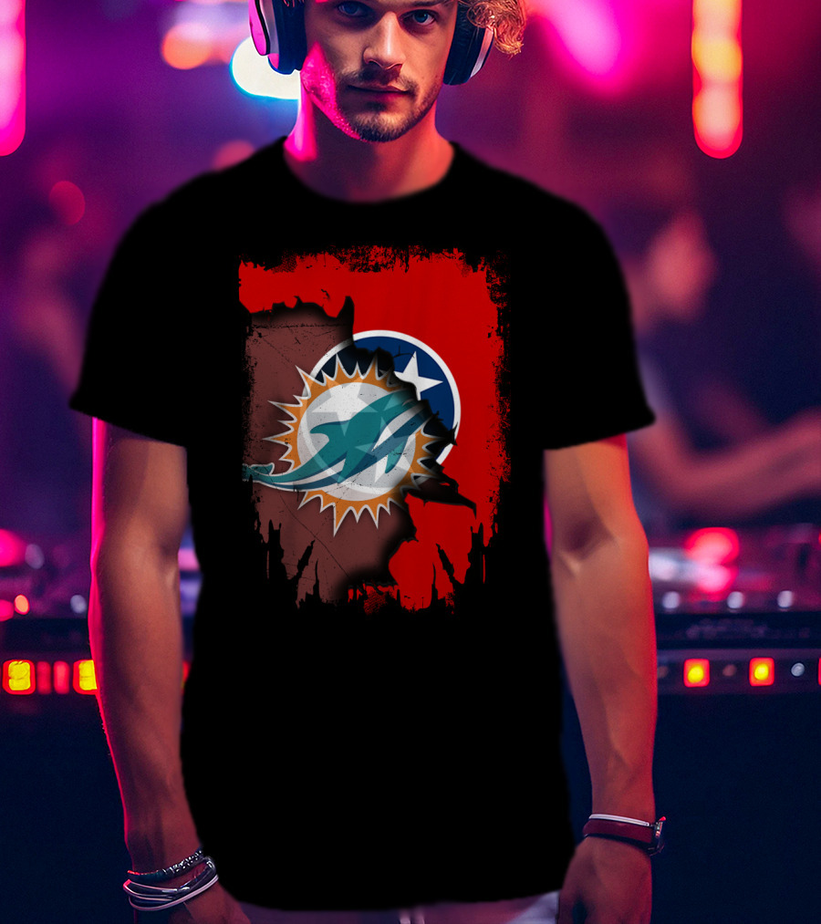 Miami Dolphins And Tennessee State Unity Fusion T-Shirt