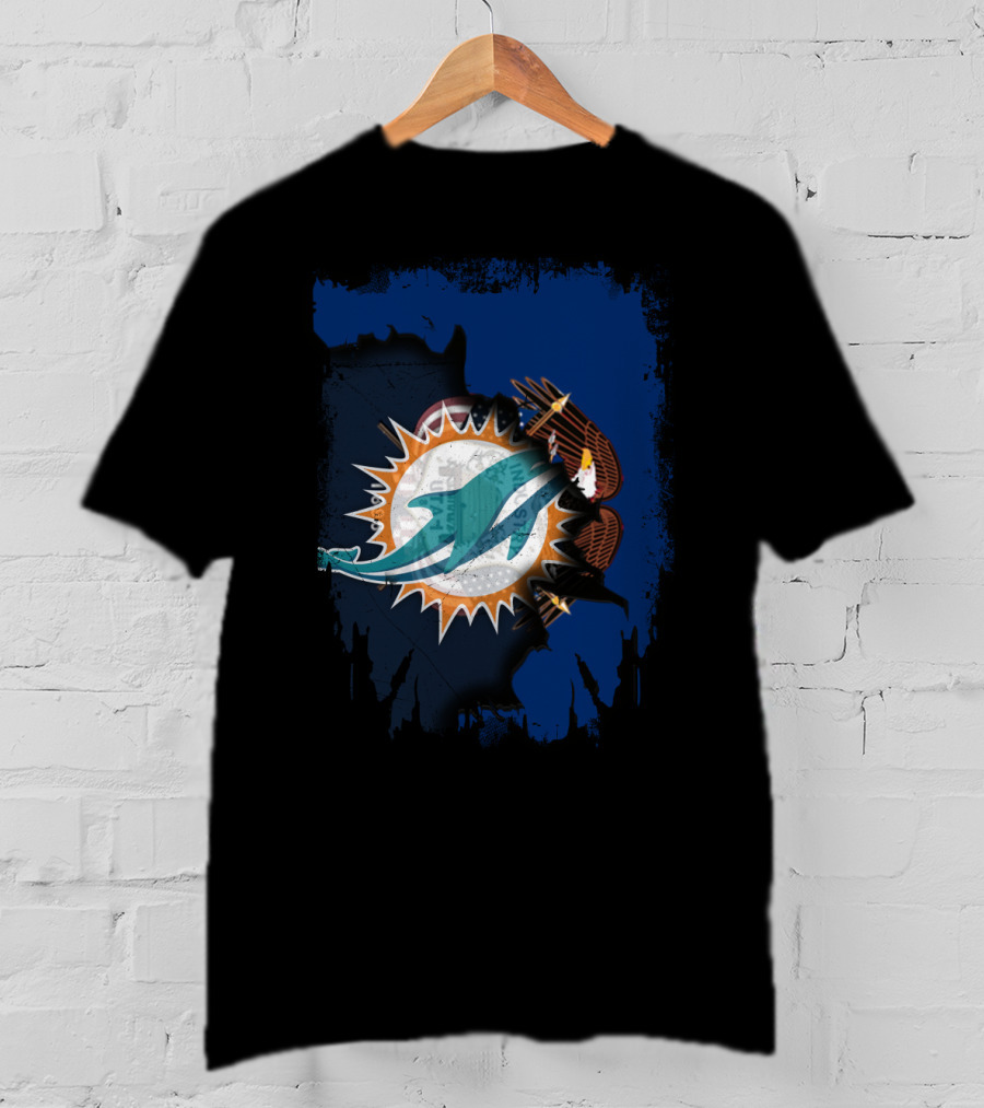 Together Utah With Dolphins Miami Symbol Eagle Feathers T-Shirt