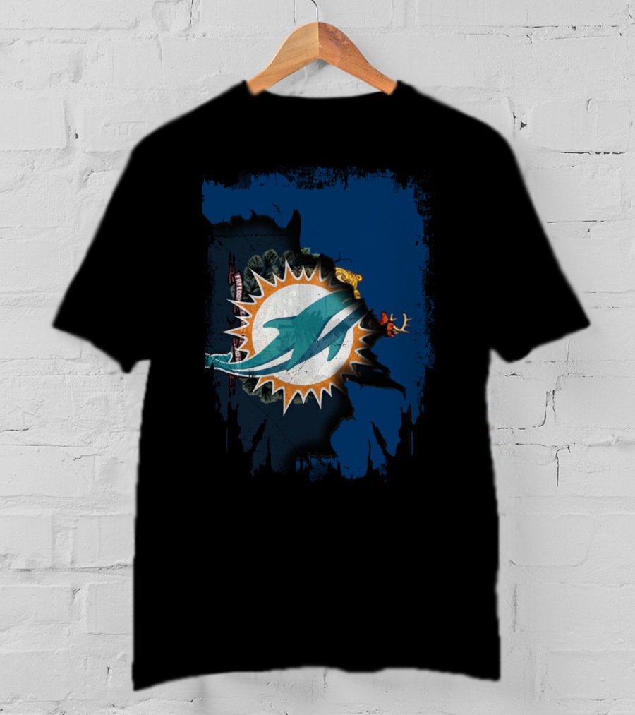 Together Vermont Miami Dolphins Logo Overlay T-Shirt
