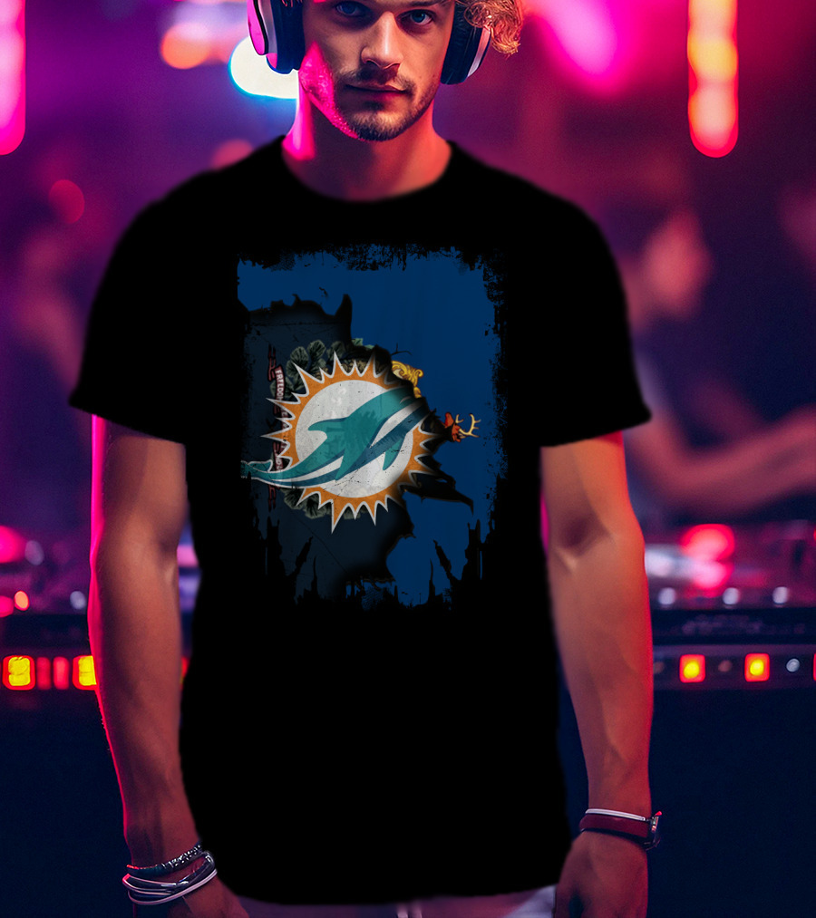 Together Vermont Miami Dolphins Logo Overlay T-Shirt