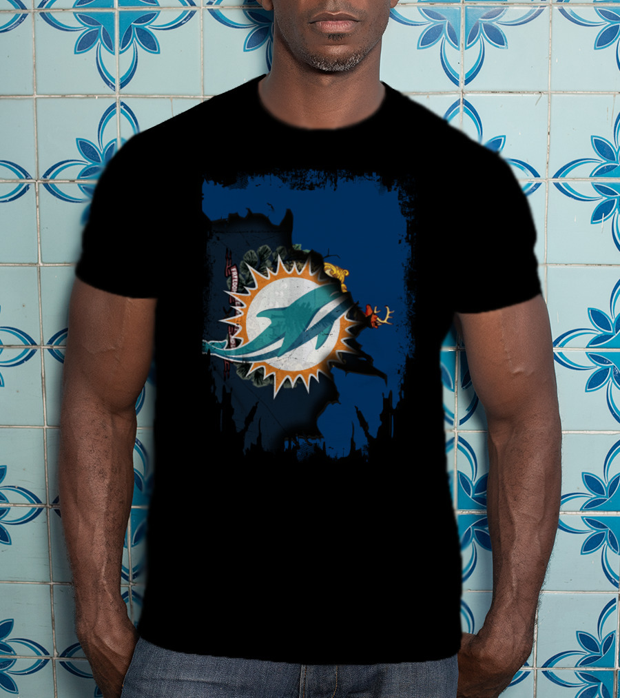 Together Vermont Miami Dolphins Logo Overlay T-Shirt