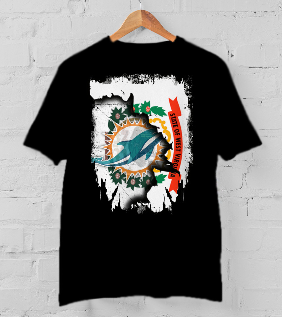 State Of West Virginia Dolphins Logo Fusion T-Shirt