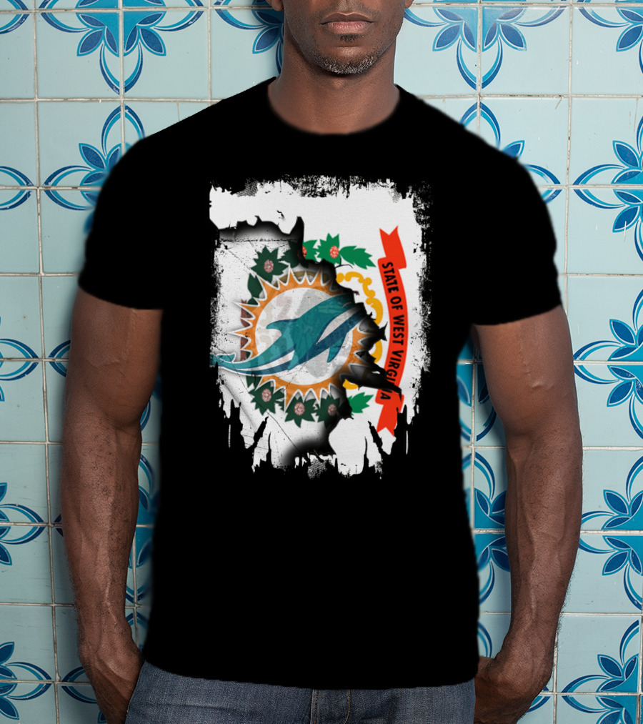 State Of West Virginia Dolphins Logo Fusion T-Shirt