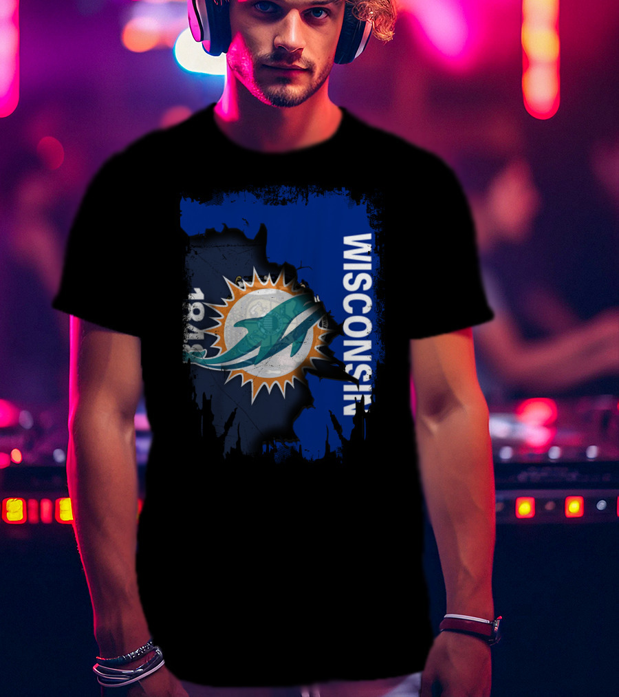 Wisconsin Miami Dolphins 1848 Flag Inspiration T-Shirt