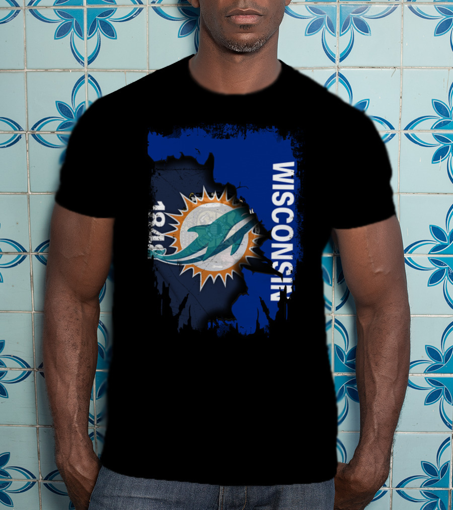 Wisconsin Miami Dolphins 1848 Flag Inspiration T-Shirt