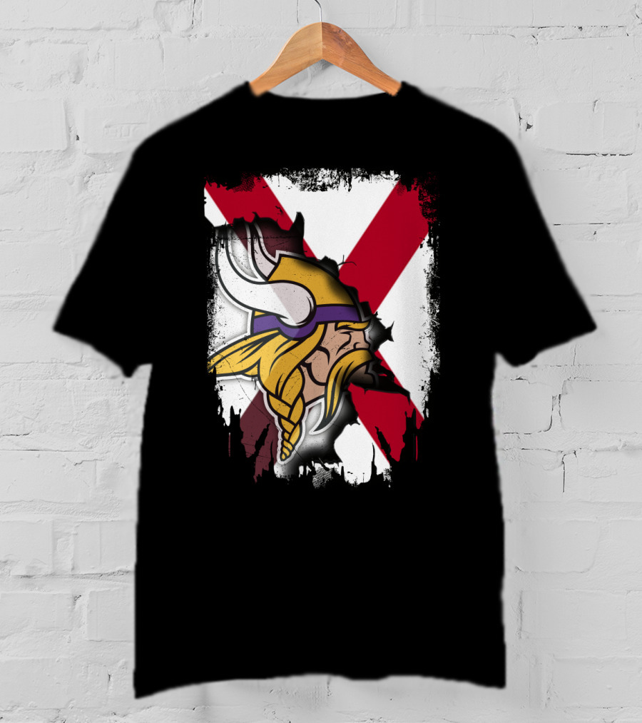 Alabama Vikings United With Crossed Flag T-Shirt