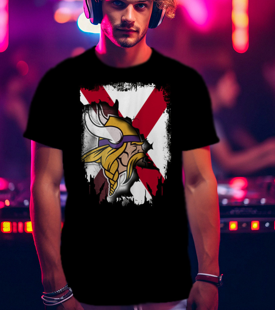 Alabama Vikings United With Crossed Flag T-Shirt