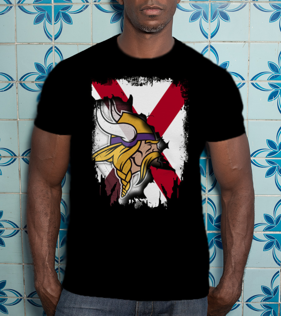 Alabama Vikings United With Crossed Flag T-Shirt