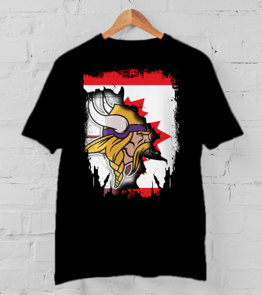 Minnesota Vikings And Canada Fusion Flag T-Shirt