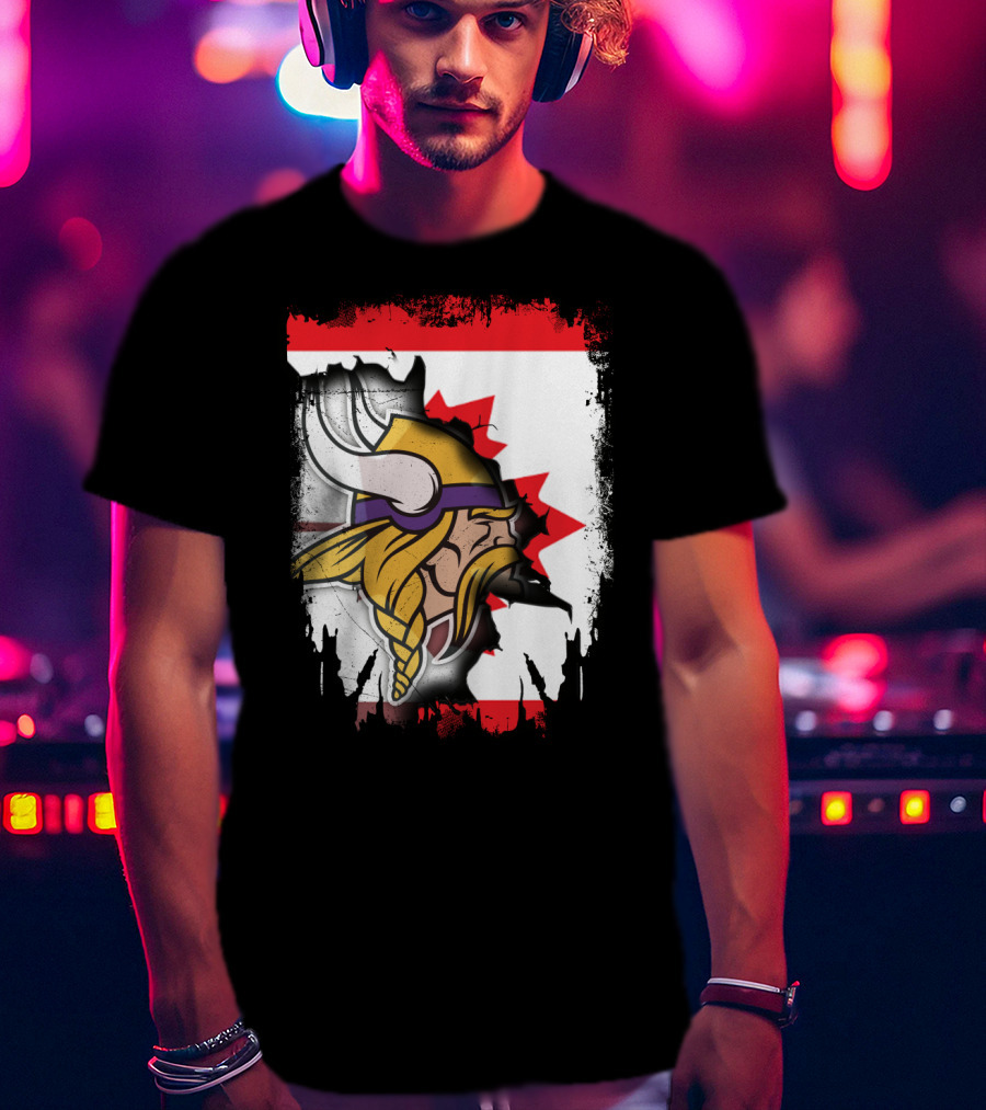 Minnesota Vikings And Canada Fusion Flag T-Shirt