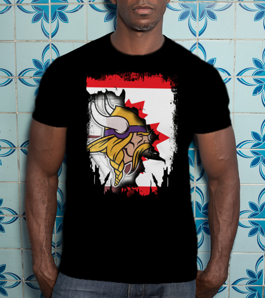 Minnesota Vikings And Canada Fusion Flag T-Shirt