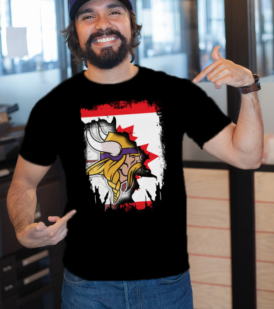 Minnesota Vikings And Canada Fusion Flag T-Shirt