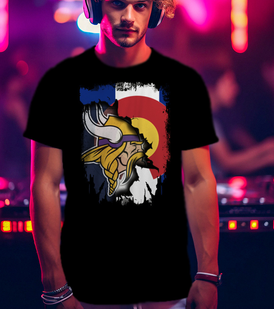 Together Colorado Vikings Emblem And Flag Fusion T-Shirt
