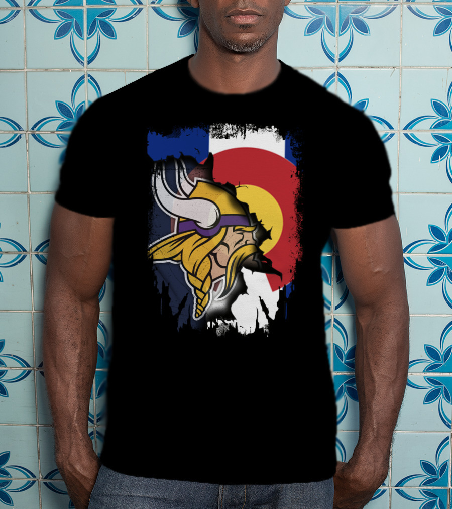 Together Colorado Vikings Emblem And Flag Fusion T-Shirt