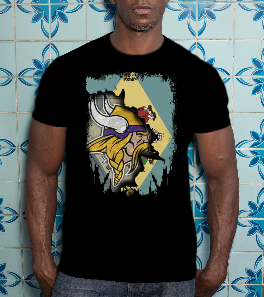 Together Delaware Viking Helmet Overlapping State Flag And Historical Figures T-Shirt