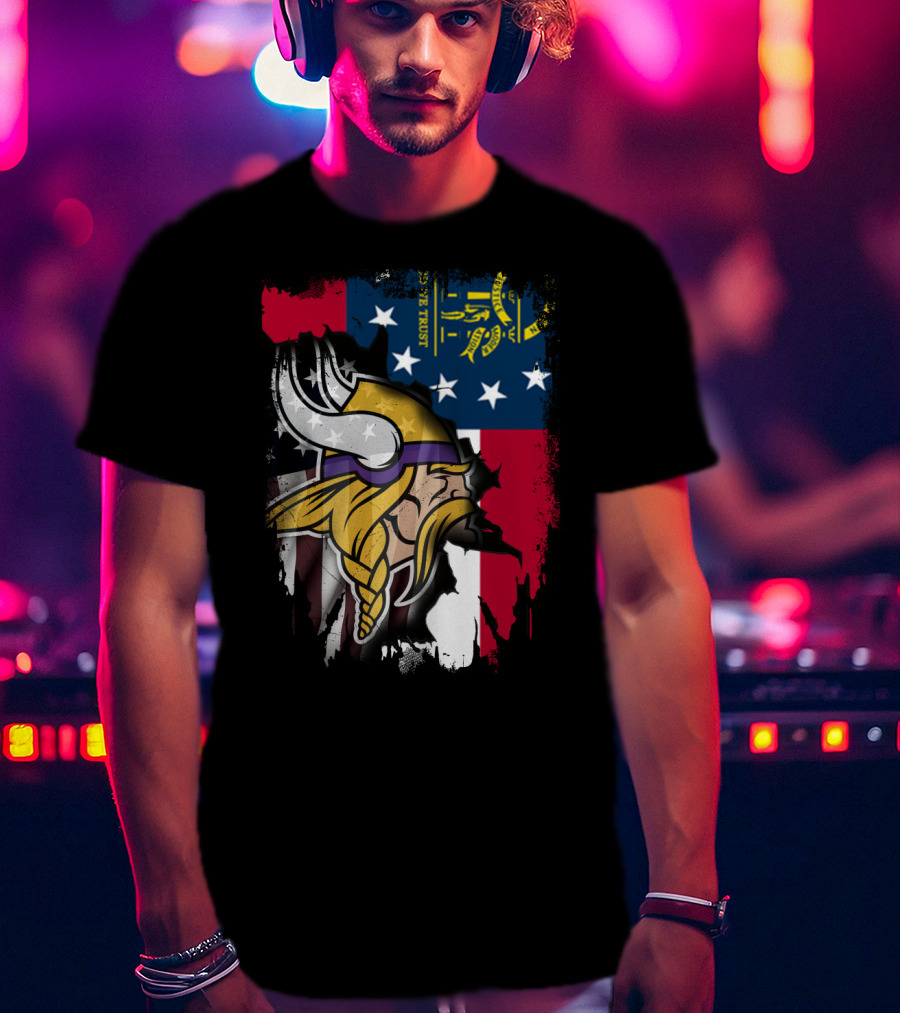 Georgia Flag With Vikings Fusion T-Shirt