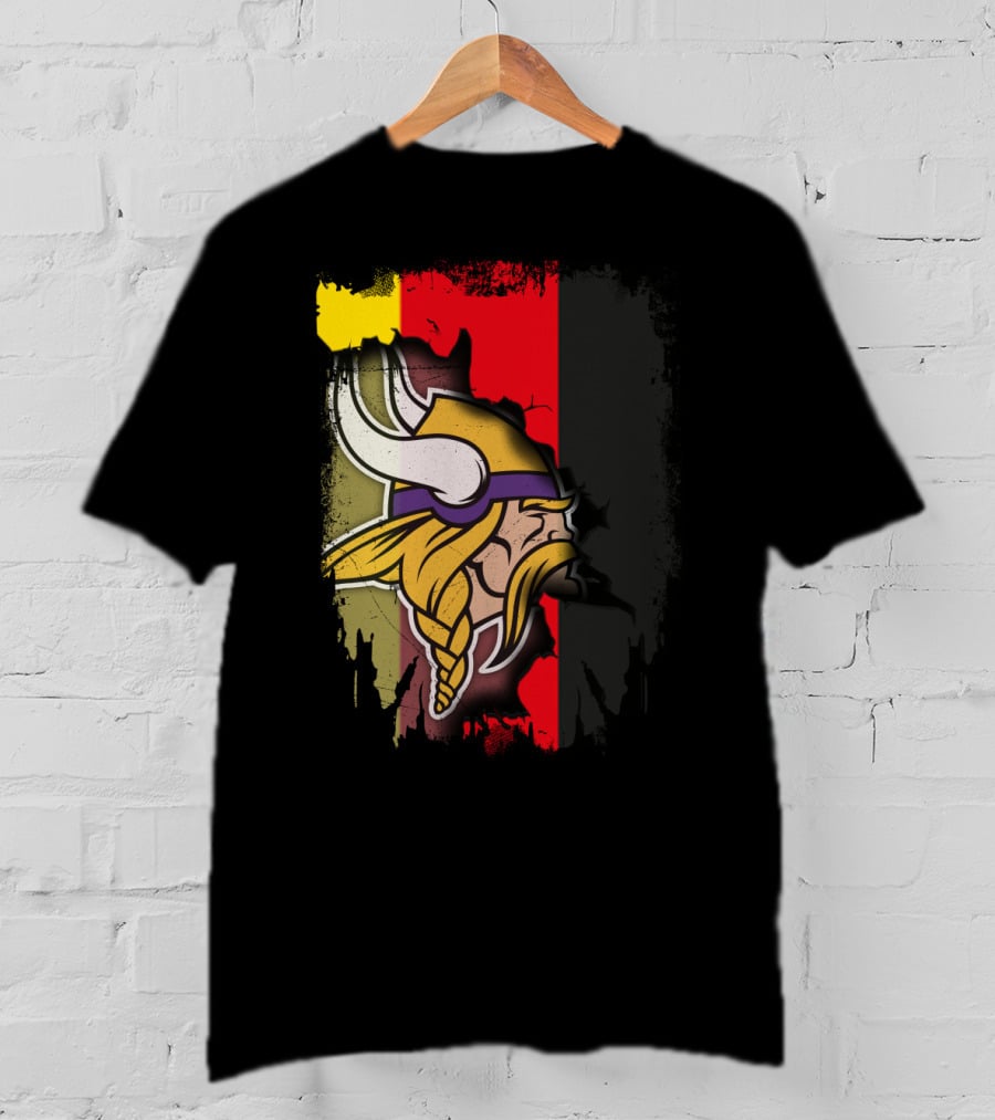 Together Germany With Vikings Logo And Flag Fusion T-Shirt