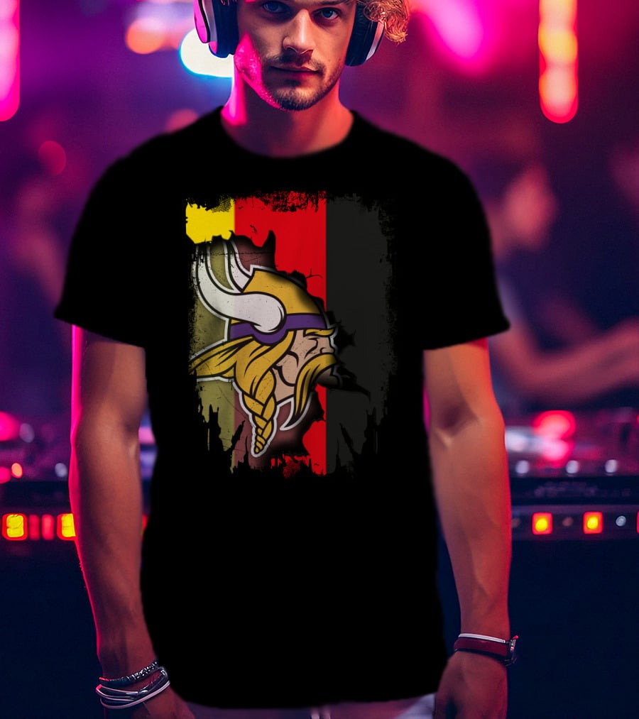 Together Germany With Vikings Logo And Flag Fusion T-Shirt