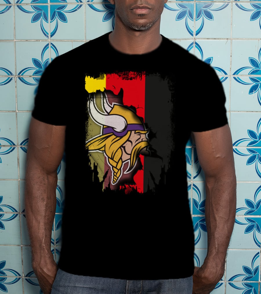 Together Germany With Vikings Logo And Flag Fusion T-Shirt