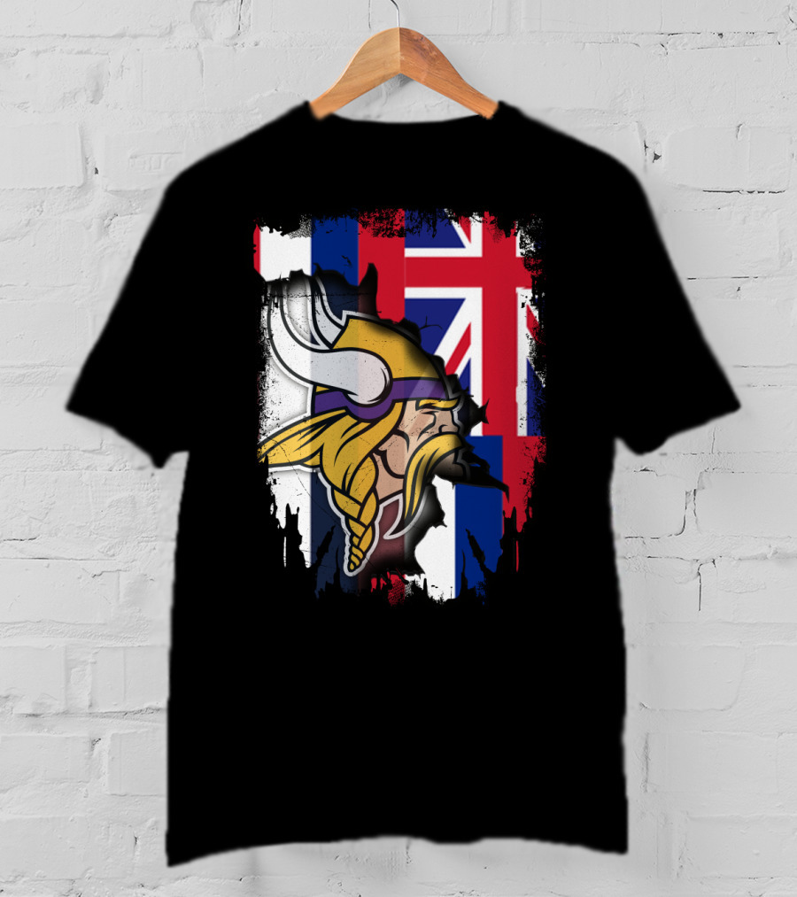 Hawaii Union Jack With Vikings Head T-Shirt