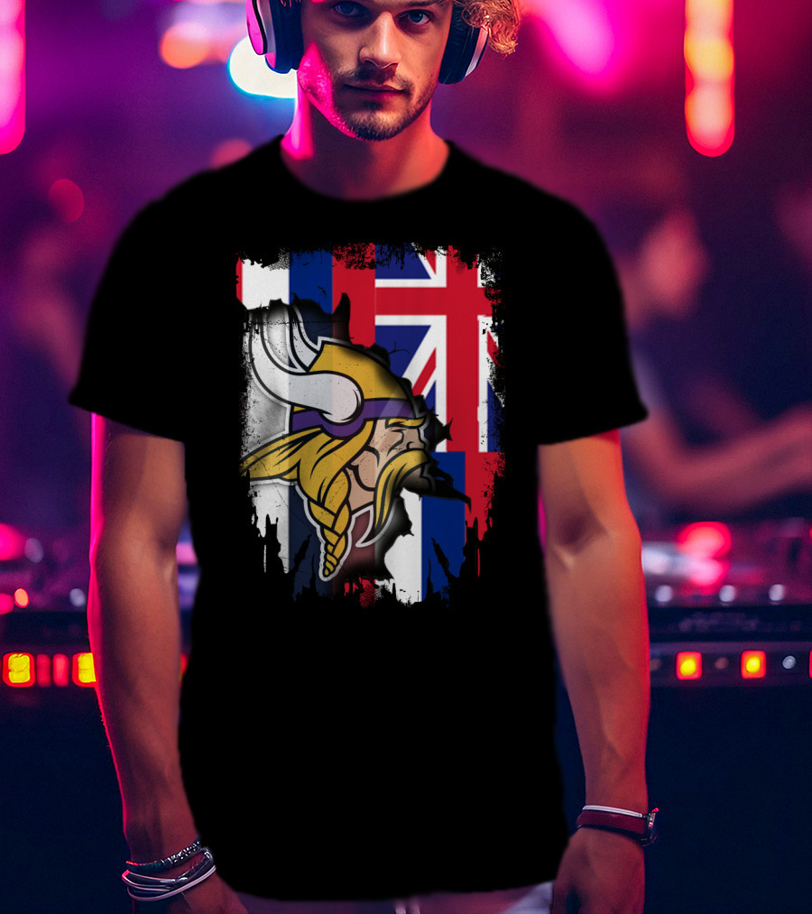 Hawaii Union Jack With Vikings Head T-Shirt