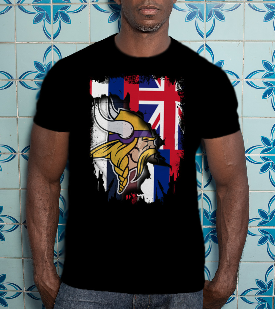 Hawaii Union Jack With Vikings Head T-Shirt