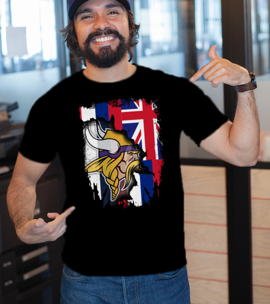 Hawaii Union Jack With Vikings Head T-Shirt