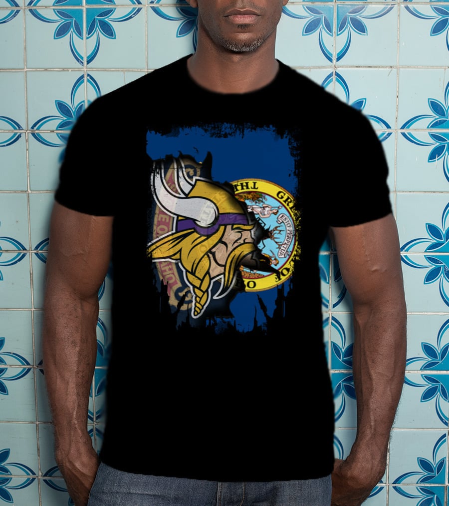 Together Idaho Vikings With Idaho State Flag T-Shirt