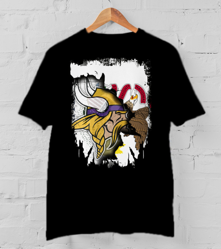 Illinois State Seal With Vikings Helmet Profile T-Shirt