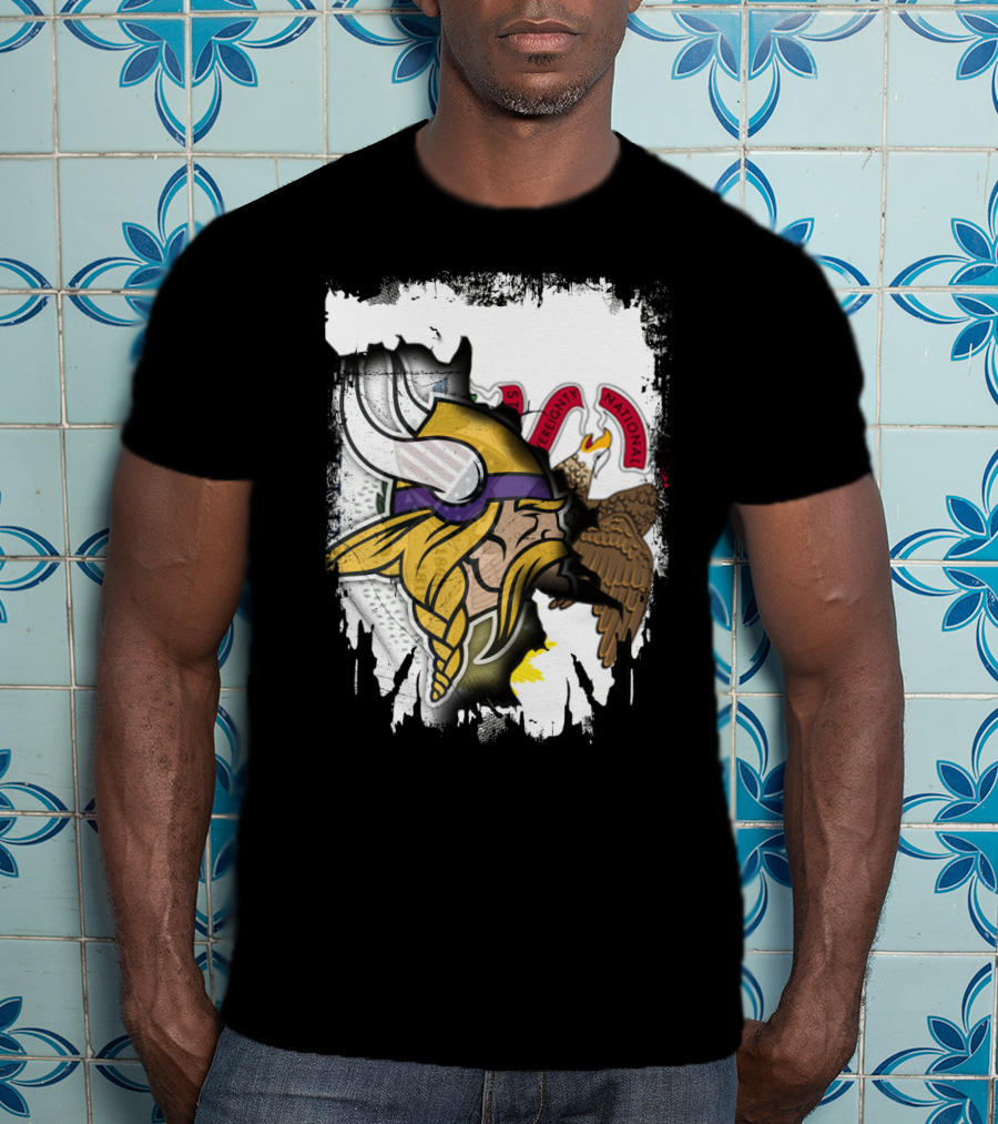 Illinois State Seal With Vikings Helmet Profile T-Shirt