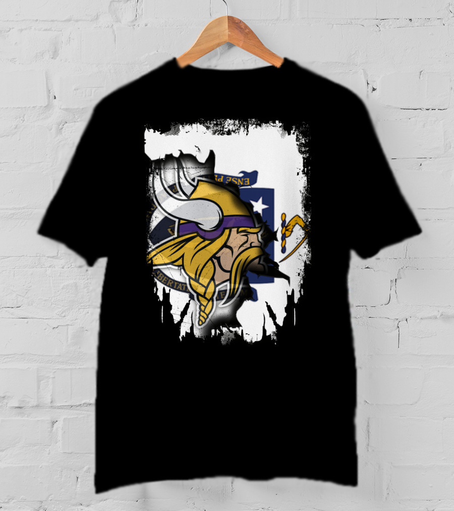 Massachusetts Viking Head State Flag Mashup T-Shirt