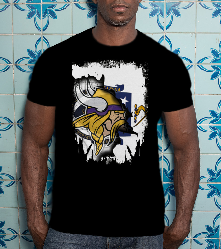 Massachusetts Viking Head State Flag Mashup T-Shirt