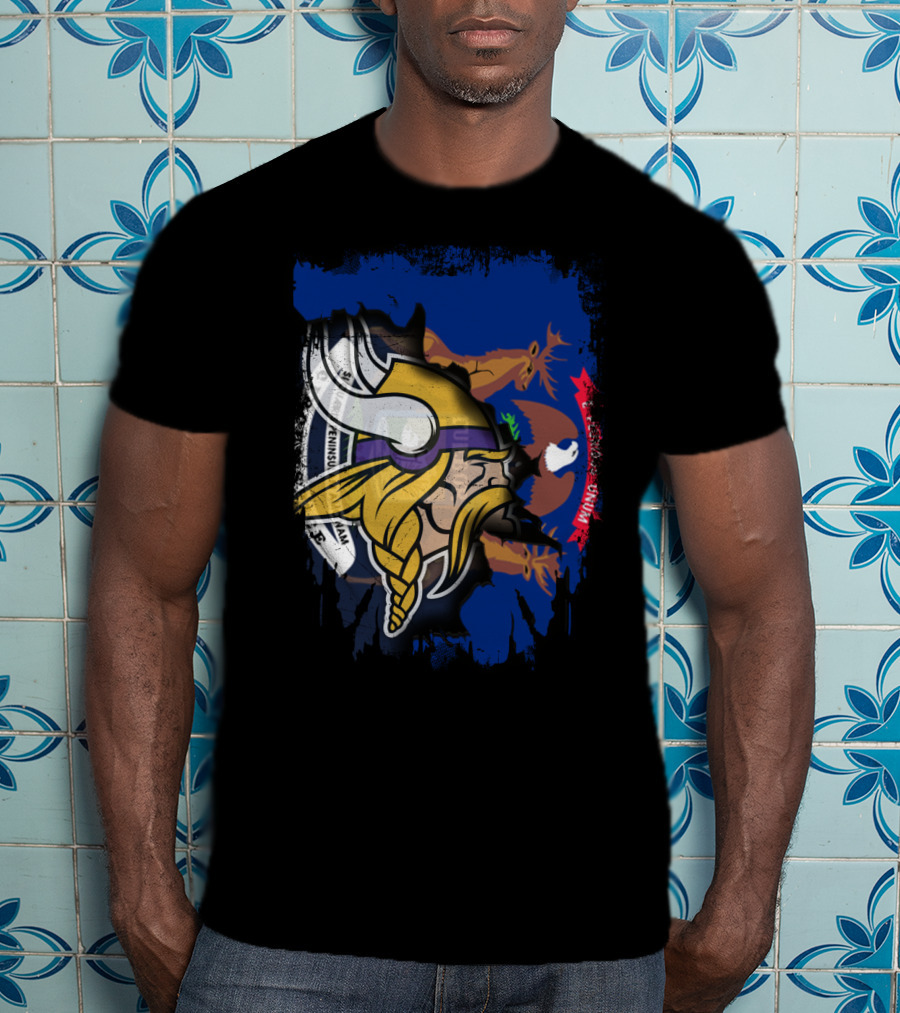Michigan Together Vikings Norse Emblem Motif T-Shirt