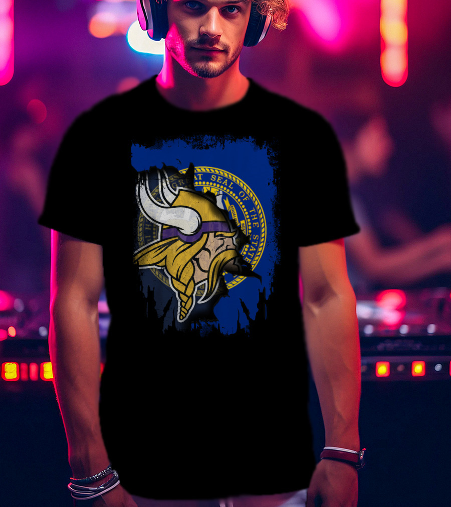 Together Nebraska Seal With Vikings Helmet T-Shirt