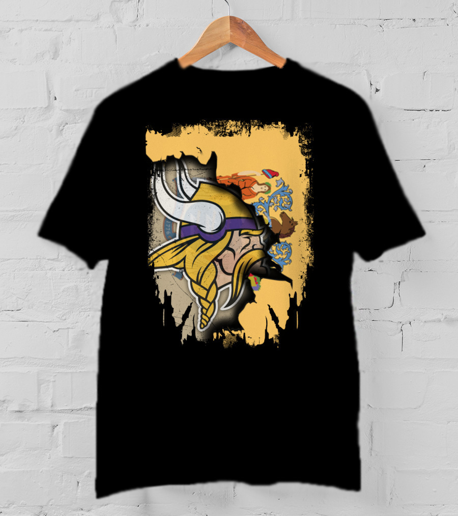 New Jersey State Emblem Merged With Vikings T-Shirt