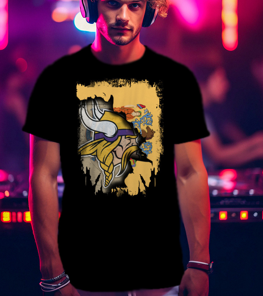 New Jersey State Emblem Merged With Vikings T-Shirt