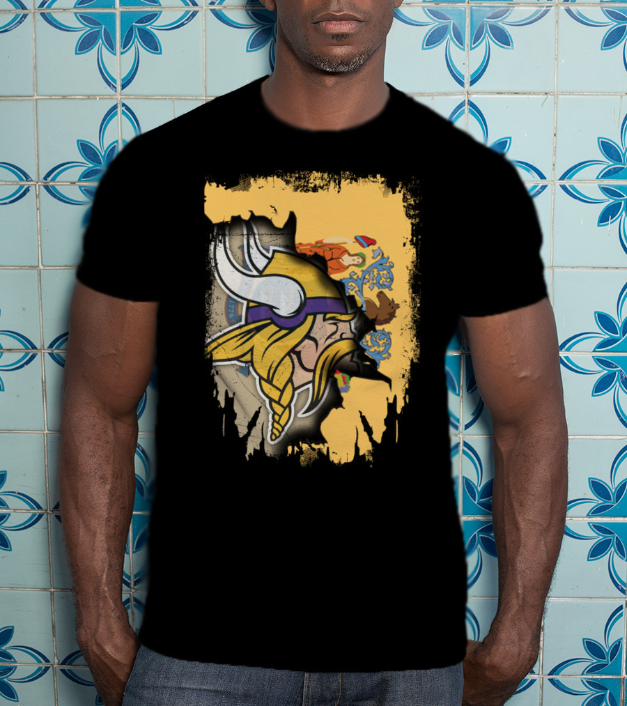 New Jersey State Emblem Merged With Vikings T-Shirt