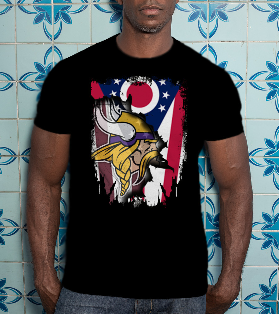 Together Ohio Ohioan Flag With Vikings Viking Helmet Viking Warrior T-Shirt