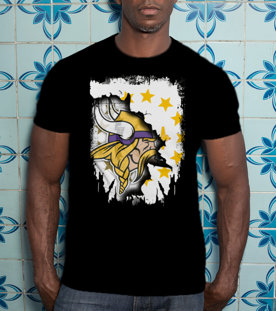 Rhode Island With Vikings And Stars T-Shirt