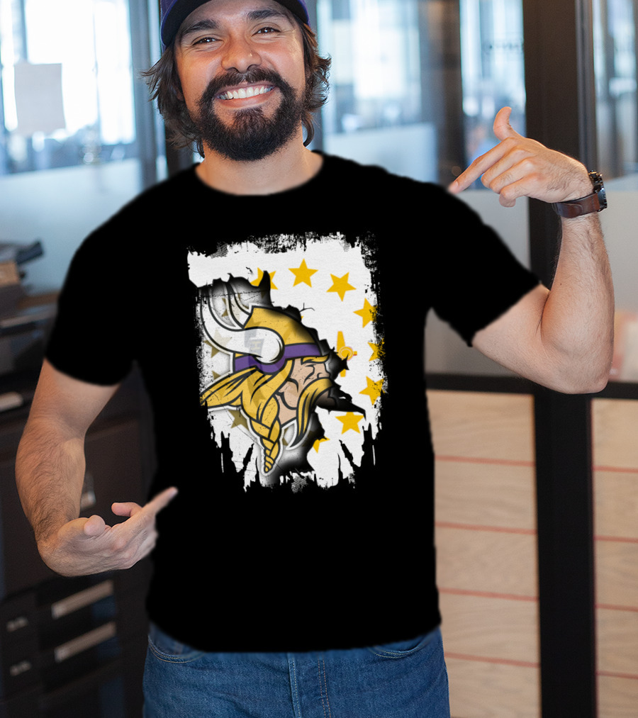Rhode Island With Vikings And Stars T-Shirt