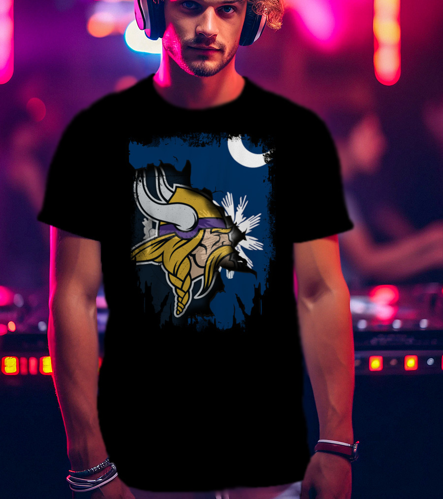 Together South Carolina Vikings Helmet And Palmetto Moon T-Shirt