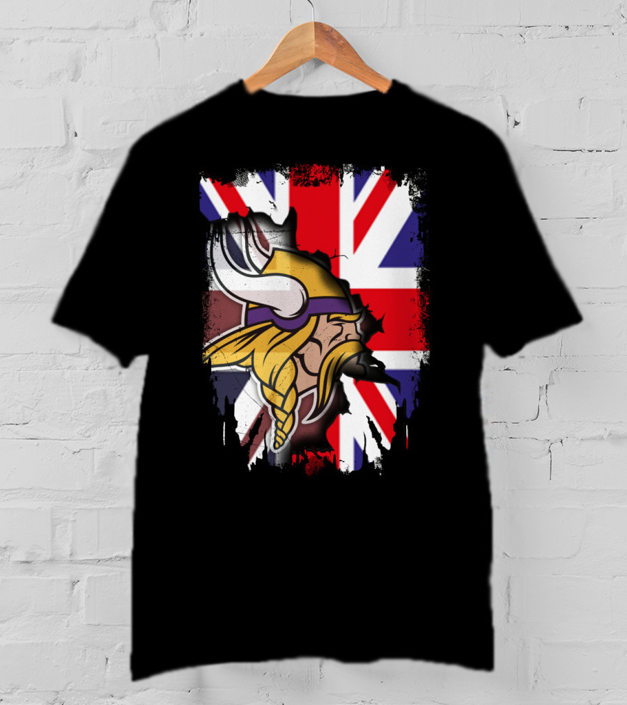 United Kingdom Flag With Viking Warrior Helmet T-Shirt