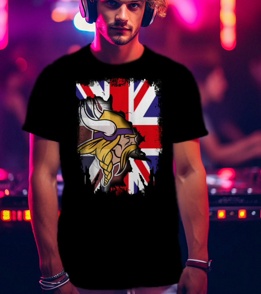 United Kingdom Flag With Viking Warrior Helmet T-Shirt