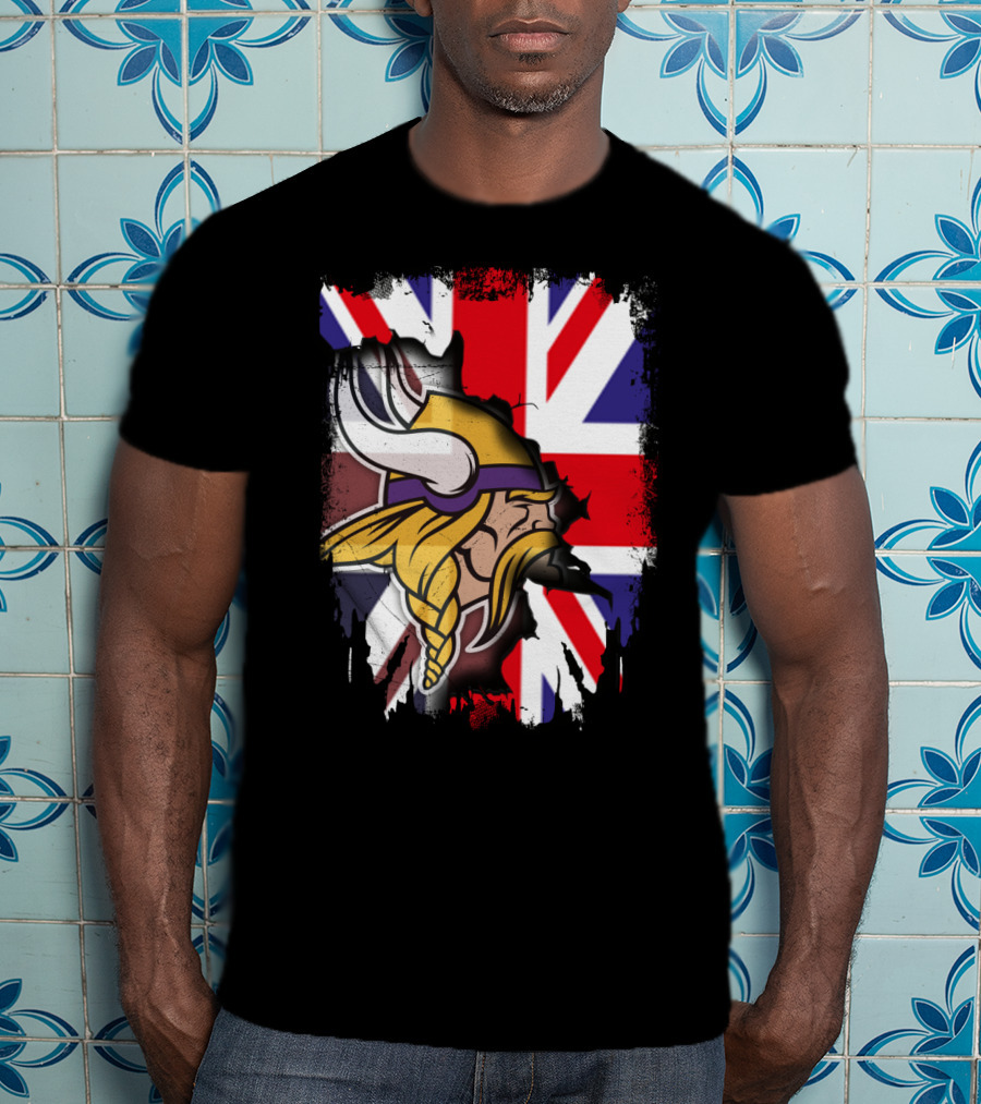 United Kingdom Flag With Viking Warrior Helmet T-Shirt