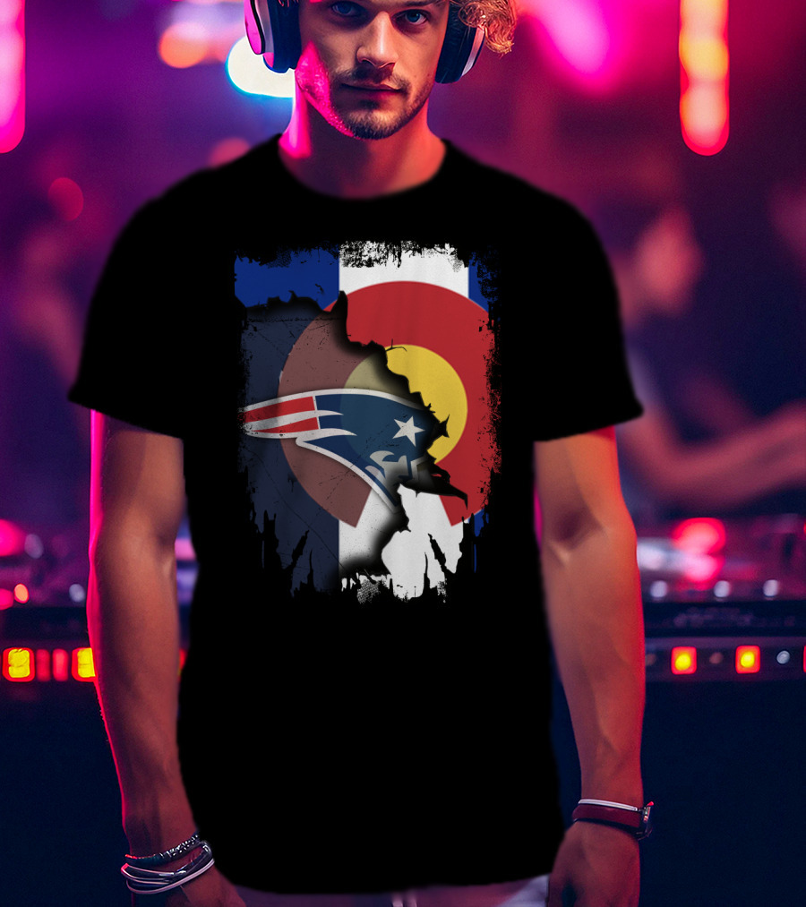 Together Colorado With Patriots Logo And Colorado Flag Fusion T-Shirt