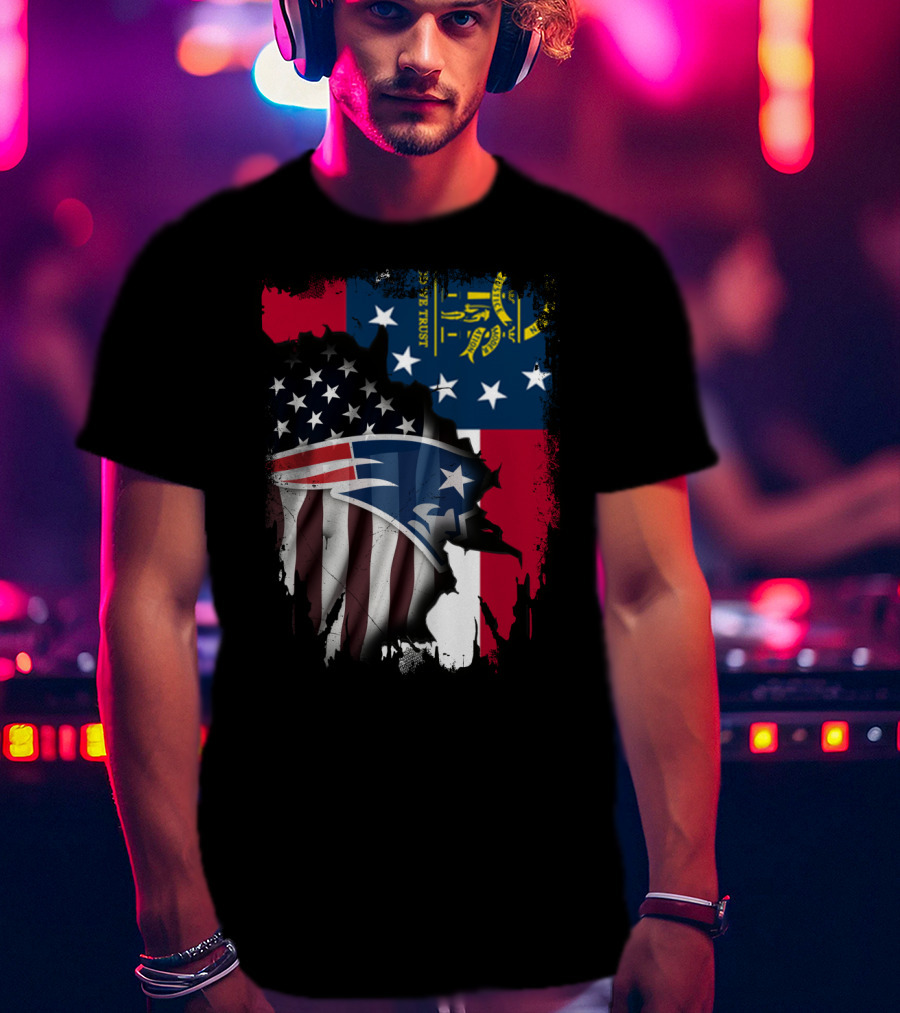 Georgia State Flag New England Patriots American Flag Fusion T-Shirt