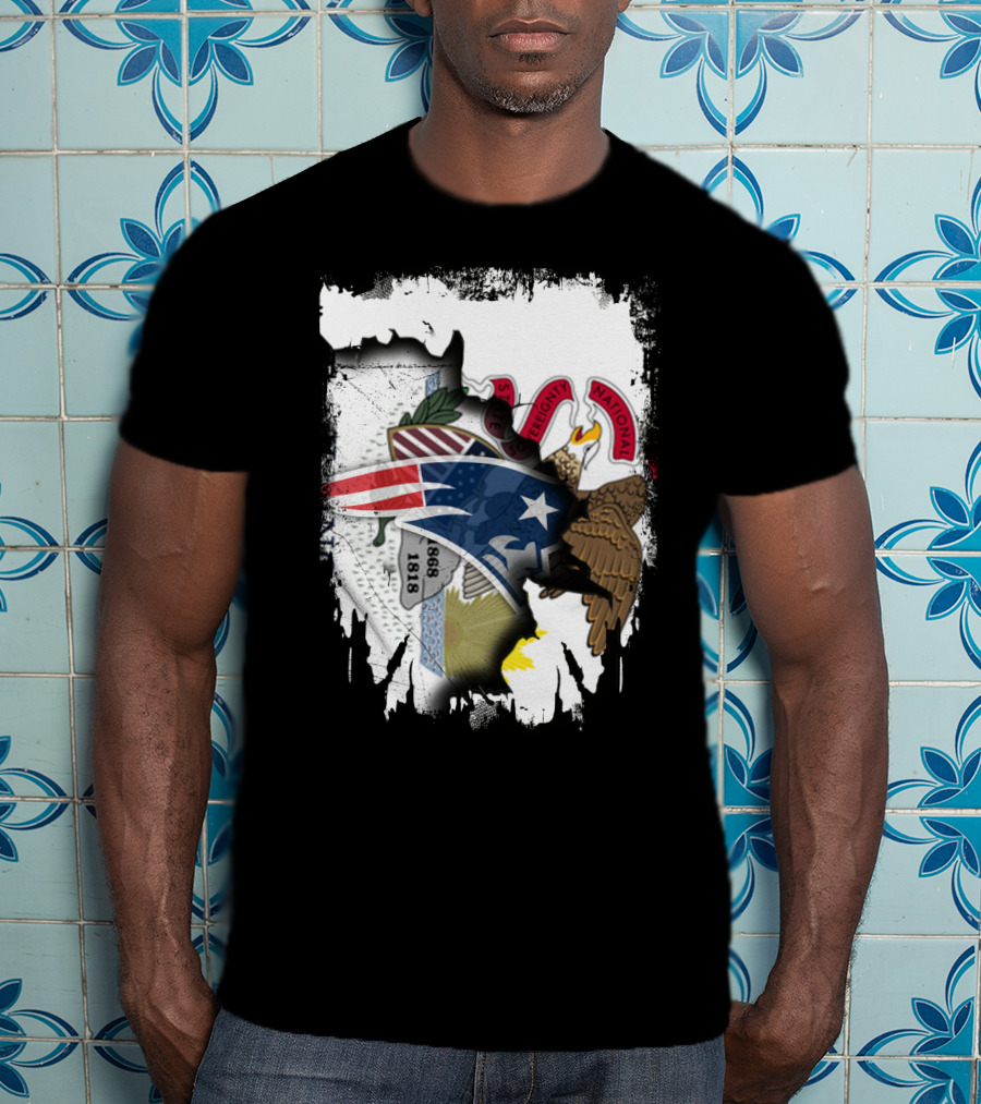 Together Illinois With Patriots Logo And State Seal Blend T-Shirt