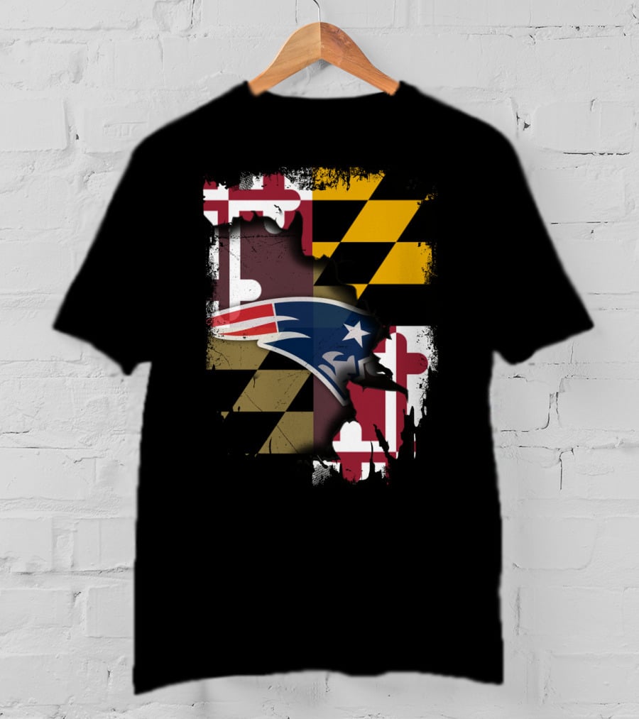 Maryland Flag Blended With Patriots Logo Together T-Shirt